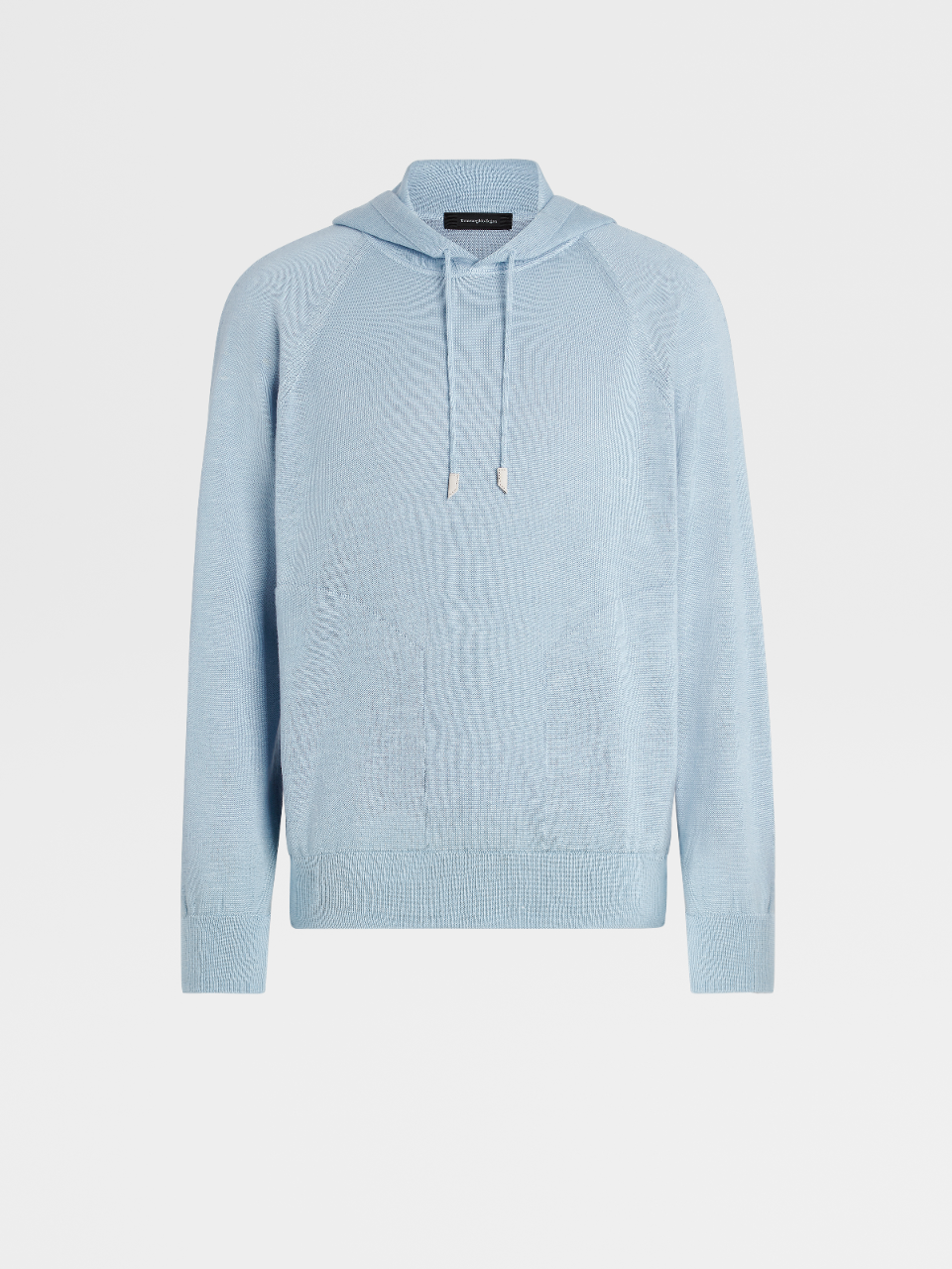 Light Blue Faded Silk Cotton Cashmere and Linen Knit Hoodie